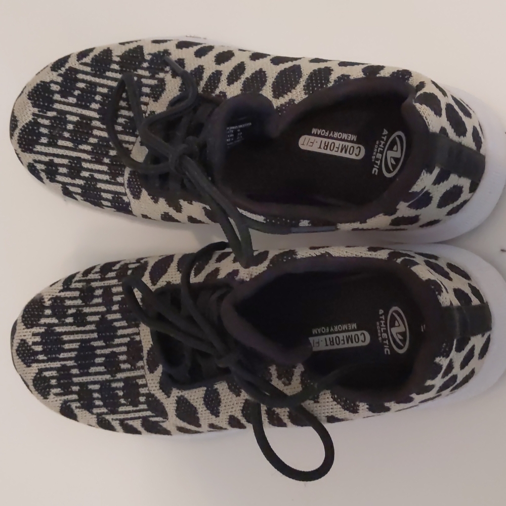 Beige and Black dot Sneakers.